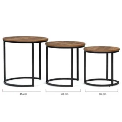 Set Di 3 Tavolini Rotondi DAYTON 30/40/45 Effetto Invecchiato Design Industriale -Negozio al dettaglio VIDAXL || HOMCOM || Songmics 88042227 5