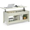 COSTWAY Tavolino Salotto Sollevabile, Tavolino Da Caffè Basso Con Scompartimenti Nascosti E Mensole, Tavolino Moderno Per Soggiorno, Salone E Studio, 109 X 47,5 X 50-63 Cm (Bianco)