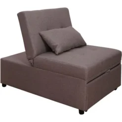 Dmora Poltrona Letto Singolo, Con Cuscino E Materasso Inclusi, Pouf Trasformabile In Letto, In Tessuto Imbottito, Made In Italy, Cm 191x79h45, Colore Tortora -Negozio al dettaglio VIDAXL || HOMCOM || Songmics 88712816 4