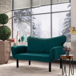 Divano Verde Petrolio 2 Posti Con Braccioli Reclinabili Chatto