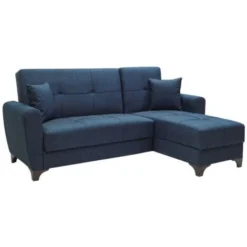 Divano Con Penisola Reversibile Doppio Contenitore Eva Tessuto Blu 220x156x97 -Negozio al dettaglio VIDAXL || HOMCOM || Songmics 88769707 3