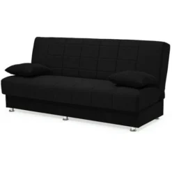Divano Con Funzione Letto E Contenitore Braga Nero 191x55x90h