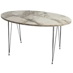 Tavolino Ovale Da Salotto Marmo Bianco Terek P474