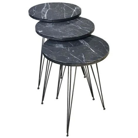 Tavolini Da Salotto Marmo Nero Terek P181 2 Tavolini Da Salotto Marmo Nero Terek P181 - immagine 2