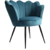 Poltrona In Velluto A Forma Di Conchiglia Sedia Camera Da Letto , Sedia Salotto - Con Gambe In Metallo Nero - Blu 66x61 H. 76 Cm