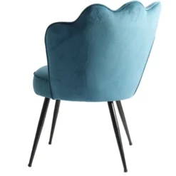 Poltrona In Velluto A Forma Di Conchiglia Sedia Camera Da Letto , Sedia Salotto - Con Gambe In Metallo Nero - Blu 66x61 H. 76 Cm -Negozio al dettaglio VIDAXL || HOMCOM || Songmics 88773659 3