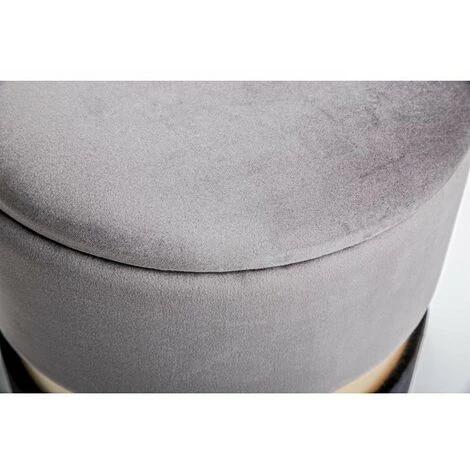 Set Di 2 Pouf POLINA Contenitore In Velluto Grigio-nero 2 Set Di 2 Pouf POLINA Contenitore In Velluto Grigio-nero - immagine 2