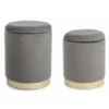 Set Di 2 Pouf POLINA Contenitore In Velluto Grigio