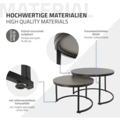 Set Di 2 Tavolini Da Caffè Salotto Impilabili In MDF Nero Ø74 X 48 / Ø59 X 40 Cm -Negozio al dettaglio VIDAXL || HOMCOM || Songmics 88957243 5