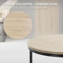 Set Di 2 Tavolini Da Caffè Salotto Impilabili MDF Sonoma/nero Ø 40x44/Ø 60x52 Cm -Negozio al dettaglio VIDAXL || HOMCOM || Songmics 89115276 3