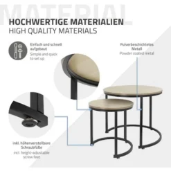 Set Di 2 Tavolini Da Caffè Salotto Impilabili MDF Sonoma/nero Ø 40x44/Ø 60x52 Cm -Negozio al dettaglio VIDAXL || HOMCOM || Songmics 89115276 5