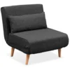 EVERGREENWEB - Poltrona Letto Singola Trasformabile GRIGIA SCURA Poltrona Letto Relax Con Materasso Singolo E Cuscino Imbottito Divanetto Clic Clac A 1 Posto Con Gambe In Legno Foldy 80