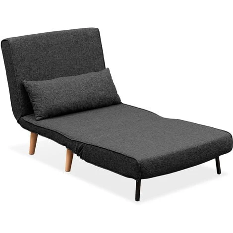 EVERGREENWEB - Poltrona Letto Singola Trasformabile GRIGIA SCURA Poltrona Letto Relax Con Materasso Singolo E Cuscino Imbottito Divanetto Clic Clac A 1 Posto Con Gambe In Legno Foldy 80 2 EVERGREENWEB - Poltrona Letto Singola Trasformabile GRIGIA SCURA Poltrona Letto Relax Con Materasso Singolo E Cuscino Imbottito Divanetto Clic Clac A 1 Posto Con Gambe In Legno Foldy 80 - immagine 2