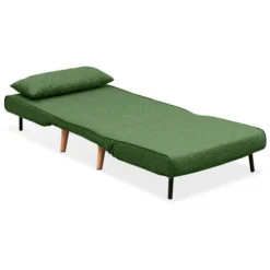 EVERGREENWEB - Poltrona Letto Singola Trasformabile VERDE Poltrona Letto Relax Con Materasso Singolo E Cuscino Imbottito Divanetto Clic Clac A 1 Posto Con Gambe In Legno Foldy 80 -Negozio al dettaglio VIDAXL || HOMCOM || Songmics 89142891 3