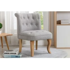 Poltrona Crapaud In Lino Grigio - MELOSIA -Negozio al dettaglio VIDAXL || HOMCOM || Songmics 89154528 5