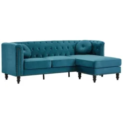 Divano Angolare Reversibile In Velluto Verde Petrolio - TURNER -Negozio al dettaglio VIDAXL || HOMCOM || Songmics 89154560 3