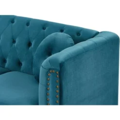 Divano Angolare Reversibile In Velluto Verde Petrolio - TURNER -Negozio al dettaglio VIDAXL || HOMCOM || Songmics 89154560 4