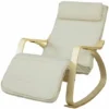 SoBuy Sedia A Dondolo Poltrona Relax Poltroncina Poggia Gambe Regolabile Bianco FST16-W