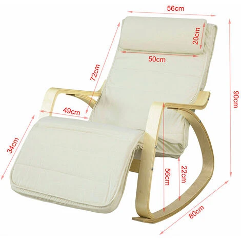 SoBuy Sedia A Dondolo Poltrona Relax Poltroncina Poggia Gambe Regolabile Bianco FST16-W 2 SoBuy Sedia A Dondolo Poltrona Relax Poltroncina Poggia Gambe Regolabile Bianco FST16-W - immagine 2