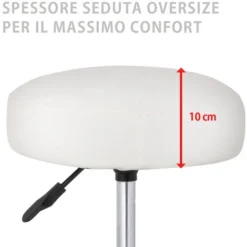 Sgabello Estetista Girevole Seduta Imbottita 10cm Ecopelle Salone Studio Bianco -Negozio al dettaglio VIDAXL || HOMCOM || Songmics 8962399 4