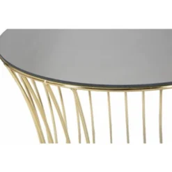 Set Tre Tavolini Metallo Dorato, Piano In Vetro Fumè Wind -Negozio al dettaglio VIDAXL || HOMCOM || Songmics 89782586 5