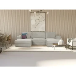 Divano Letto Angolare Panoramico In Velluto A Coste Grigio - CURIPINA -Negozio al dettaglio VIDAXL || HOMCOM || Songmics 89993736 3