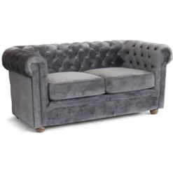 Divano Chesterfield Capitonné In Tessuto Velluto 2 Posti Design Colore: Grigio -Negozio al dettaglio VIDAXL || HOMCOM || Songmics 9030852 5