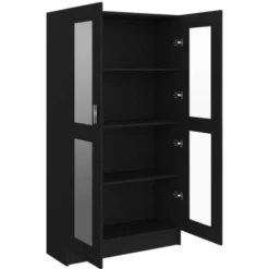 Armadietto Con Vetrina - Vetrinetta Armadietto Nero 82,5x30,5x150 Cm In Truciolato -Negozio al dettaglio VIDAXL || HOMCOM || Songmics 90446576 5