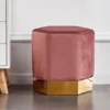 Amore LUX Pouf In Velluto, Poggiapiedi, Mobili Soggiorno, Forma Esagonale, Pouf Moderno, Singolo, Rosa