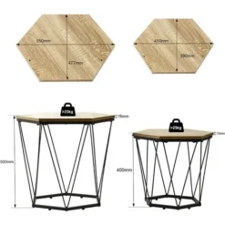 WOLTU Set Di 2 Tavolini Da Salotto. Tavolini Da Caffè Laterali Da Divano. Tavoli Bassi Da Soggiorno In Legno E Acciaio. Stile Industriale. Colore Legno E Nero -Negozio al dettaglio VIDAXL || HOMCOM || Songmics 90500504 3