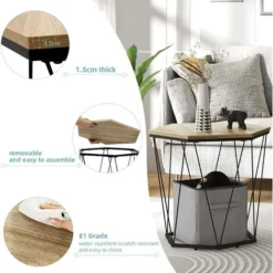 WOLTU Set Di 2 Tavolini Da Salotto. Tavolini Da Caffè Laterali Da Divano. Tavoli Bassi Da Soggiorno In Legno E Acciaio. Stile Industriale. Colore Legno E Nero -Negozio al dettaglio VIDAXL || HOMCOM || Songmics 90500504 4