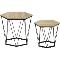 WOLTU Set Di 2 Tavolini Da Salotto. Tavolini Da Caffè Laterali Da Divano. Tavoli Bassi Da Soggiorno In Legno E Acciaio. Stile Industriale. Colore Legno E Nero -Negozio al dettaglio VIDAXL || HOMCOM || Songmics 90500504 5