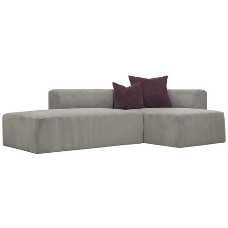 Divano In Velluto A Coste Grigio - Angolo A Destra - JANAO 3 Divano In Velluto A Coste Grigio - Angolo A Destra - JANAO - immagine 3