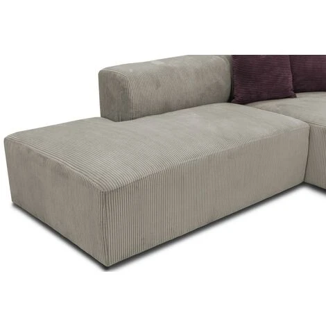 Divano In Velluto A Coste Grigio - Angolo A Destra - JANAO 4 Divano In Velluto A Coste Grigio - Angolo A Destra - JANAO - immagine 4