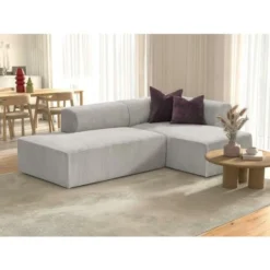 Divano In Velluto A Coste Grigio - Angolo A Destra - JANAO 9 Divano In Velluto A Coste Grigio - Angolo A Destra - JANAO -Negozio al dettaglio VIDAXL || HOMCOM || Songmics 90889037 5