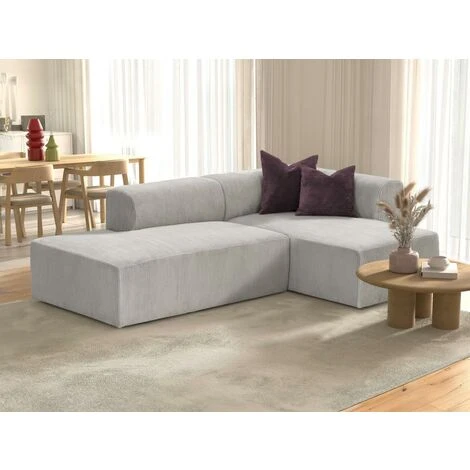 Divano In Velluto A Coste Grigio - Angolo A Destra - JANAO 5 Divano In Velluto A Coste Grigio - Angolo A Destra - JANAO - immagine 5