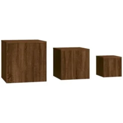 Set Di 3 Credenze - Tavolini Da Divano Rovere Marrone In Legno Multistrato BV643750 - BonneVie -Negozio al dettaglio VIDAXL || HOMCOM || Songmics 91239254 3