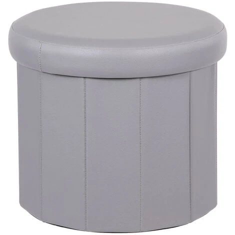 Pouf Contenitore In Ecopelle Salvaspazio Poggiapiedi Grigio Rotondo 38 X 33,5 Cm 1 Pouf Contenitore In Ecopelle Salvaspazio Poggiapiedi Grigio Rotondo 38 X 33,5 Cm
