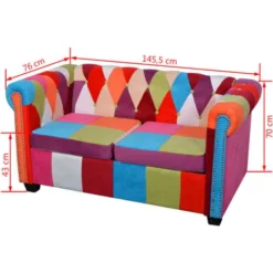 Chesterfield Divano A 2 Posti - Divano Relax Sofa In Tessuto BV851493 - BonneVie -Negozio al dettaglio VIDAXL || HOMCOM || Songmics 91514151 5