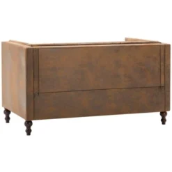 Divano Chesterfield A 2 Posti - Divano Relax Sofa In Tessuro Scamosciato Marrone BV809359 - BonneVie -Negozio al dettaglio VIDAXL || HOMCOM || Songmics 91514549 4