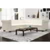 Divano Chersterfield Ad Angolo 5 Posti - Divano Relax Sofa Pelle Artificiale Bianca BV440643 - BonneVie