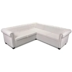 Divano Chersterfield Ad Angolo 5 Posti - Divano Relax Sofa Pelle Artificiale Bianca BV440643 - BonneVie -Negozio al dettaglio VIDAXL || HOMCOM || Songmics 91515119 3