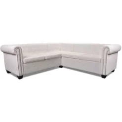 Divano Chersterfield Ad Angolo 5 Posti - Divano Relax Sofa Pelle Artificiale Bianca BV440643 - BonneVie -Negozio al dettaglio VIDAXL || HOMCOM || Songmics 91515119 4