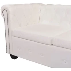Divano Chersterfield Ad Angolo 5 Posti - Divano Relax Sofa Pelle Artificiale Bianca BV440643 - BonneVie -Negozio al dettaglio VIDAXL || HOMCOM || Songmics 91515119 5