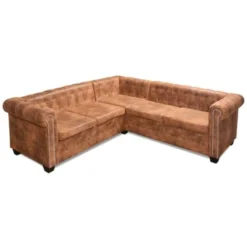 Divano Chersterfield Ad Angolo 5 Posti - Divano Relax Sofa In Similpelle Marrone BV661151 - BonneVie -Negozio al dettaglio VIDAXL || HOMCOM || Songmics 91515142 3