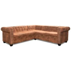 Divano Chersterfield Ad Angolo 5 Posti - Divano Relax Sofa In Similpelle Marrone BV661151 - BonneVie -Negozio al dettaglio VIDAXL || HOMCOM || Songmics 91515142 4