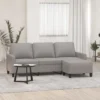 Divano A 3 Posti - Divano Relax Sofa Con Poggiapiedi Grigio Chiaro 180cm In Tessuto BV599796 - BonneVie