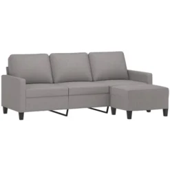 Divano A 3 Posti - Divano Relax Sofa Con Poggiapiedi Grigio Chiaro 180cm In Tessuto BV599796 - BonneVie -Negozio al dettaglio VIDAXL || HOMCOM || Songmics 91515347 3