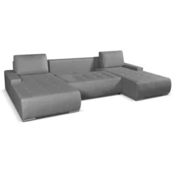 Divano Letto Angolare Panoramico In Tessuto Grigio - LEANZA -Negozio al dettaglio VIDAXL || HOMCOM || Songmics 91696757 5