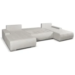 Divano Letto Angolo A Panoramico In Tessuto Beige - LEANZA -Negozio al dettaglio VIDAXL || HOMCOM || Songmics 91696771 4